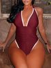 Women's One Piece Swimsuit 2024 European American Style Sexy Backless Bikini Swimwear For Vacation Fitted G118V_ecoleips.com