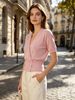 Loose V Neck Knit Blouse, Soft Skin-friendly Shirt_ecoleips.com