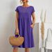 Aria Basics Aria Basics 2026 European And American Fashion Summer OL Style Women's Cotton Linen Round Neck A-line Plus Size Loose Dress_ecoleips.com