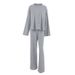 Knitted Striped Loose Comfortable Sleeve Long Pants Wearable Pajama Set 2026 European And American Spring Summer New_ecoleips.com