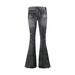 Vintage American Flare Jeans For Women - High Waisted Stretchy Denim Pants With Distressed Wash, Retro Streetwear Style_ecoleips.com