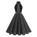 Vintage Floral Polka Dot Print Shift Dress With Large Lapel Collar, Sleeveless Midi Dress For Women, Retro Inspired Elegant Daily Wear_ecoleips.com