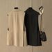 Women's Black Blazer Vest - Oversized Single-Button Waistcoat, Wrinkle-Free Polyester For Streetwear & Office Chic (Black/Brown)_ecoleips.com