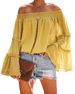 Women's Off-Shoulder Flutter Sleeve Blouse – Polka Dot Peplum Top, Lightweight Chiffon, Loose Fit, Sweet & Elegant For Work & Casual_ecoleips.com