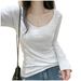 ng2510292 White Bamboo Cotton Long-sleeve T-shirt Women, Suitable For Early Spring And Autumn, Korean Style, Can Be Worn As An_ecoleips.com