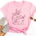 Beautiful Flower Print Women T-Shirts Casual Breathable Soft Short Sleeve Tops Loose Comfortable Street Female Clothes Pink T Sh_ecoleips.com