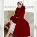 Luxury Double-Faced Cashmere Coat With Fox Fur Collar - Slim Fit Long Trench Coat In Wine Red, Black & Pastel Yellow_ecoleips.com