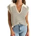 K Women's New V-neck Sweater; Casual Striped Cardigan_ecoleips.com