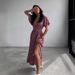 Women's European And American Cross-Border Fashion 2024 Spring/Summer New Style Elegant Short-Sleeve Waist-Cinched_ecoleips.com