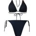 Women's Sexy Lace-Up Bikini Set Two-Piece Swimsuit Lace Edge Bow Design Polyester_ecoleips.com