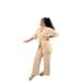 Women's Clothing Solid Color Cotton And Linen Mid Sleeve Shirt Straight Trousers_ecoleips.com