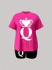Summer Women's Casual Fashion Geometric Letter Pattern Printed Loose T-shirt Shorts Two-piece Set Set Summer Sportswear Suitable For Daily Wear-187_ecoleips.com