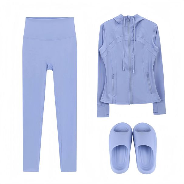 Women's Clothing Three Piece Set Hooded Jacket Cropped Pants Slim Fit Outerwear Elastic Sports Yoga Suit In Stock_ecoleips.com