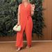 Women's Clothing Summer Solid Color Loose Casual Straps Ladies Jumpsuit V Neck_ecoleips.com
