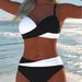 Fashionable Color Block Bikini Swimsuit 2026 Thin Strap Cross Style Wire Free Comfortable for Beach Vacation Women's Clothing_ecoleips.com