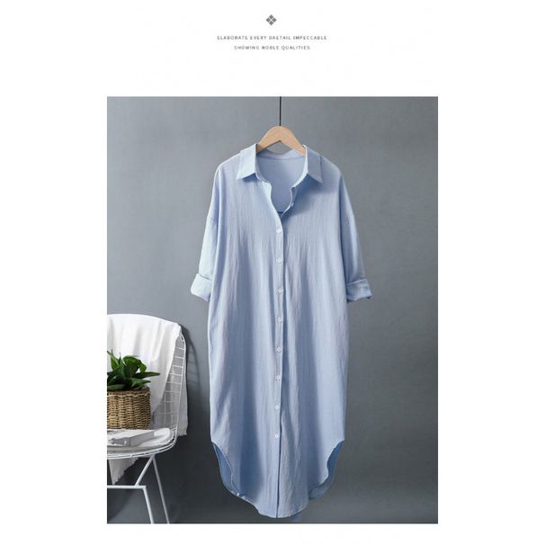 Spring And Autumn Mid-Length Shirts, Women's Cotton And Linen Loose Solid Color Sun-Protective Jackets And Coats Are Ava_ecoleips.com