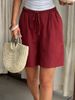 Casual Style Women's Shorts, Skin-friendly, Comfortable And Breathable, Solid Color Pattern, Loose Drawstring, Traveling Daily Commuting Party_ecoleips.com