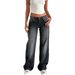New Cross-Border Exclusive High-Quality European And American Women's Straight Micro Flared Jeans_ecoleips.com