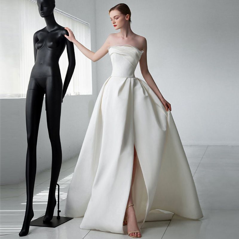 new Bride Simple Forest Style Super Fairy Gown Temperament Slim French Tube Top Dress_ecoleips.com
