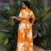 Women's Clothing New Arrival Tropical Print Pleated Butterfly Sleeve Top With Lace Up Wide Leg Trousers Suit_ecoleips.com
