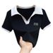 Women's Clothing Lapel Short Sleeved T Shirt Over There Summer New Pure Desire Style V Neck Short Tops Stylish Polo Shirt_ecoleips.com