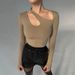 European American Cross-border Spring Autumn Asymmetrical Hollow-neck Jumpsuit, Stylish And Slim-fitting Long-sleeve Top_ecoleips.com