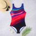 Aria Basics New Plus Size Women's Bikini Rainbow Gradient Striped One-Piece Swimsuit For Women, European And American Cross-Border,_ecoleips.com