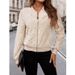 Women's Clothing Casual Short Jacket With Floral Print - Lightweight Baseball Style Zip-Up Coat For Spring & Autumn - Comfortable Polyester Blend_ecoleips.com