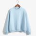 Solid Color Fleece Sweater Women's Autumn And Winter New Baseball Jersey Student Jacket Small Turtleneck Loose Thickened Sweater_ecoleips.com
