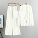 K Loose Casual Fashion Set, Women's Knitted Cardigan Jacket, Camisole, Wide Leg Pants, Three Piece Set_ecoleips.com