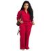 European American Women's Fleece Lined Sweatshirt Set Thickened Sportswear Loose Fit plus Size Winter Two-Piece_ecoleips.com