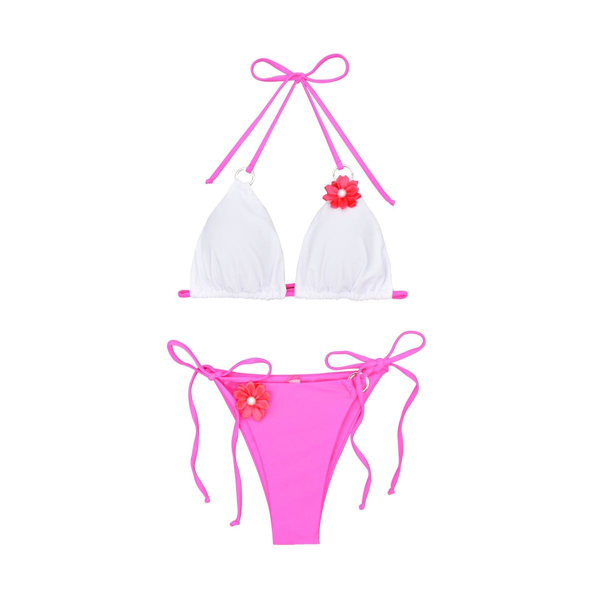 Women's 3D Floral Color Block Bikini Set Sexy Two Piece Swimsuit High End European Style Wire-Free Chest Pad Regular Fit_ecoleips.com