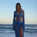 Women's Clothing Long Sleeved Knitted Two Piece Short Top Beach Skirt Suit Women's Dress_ecoleips.com