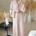 Women's Elegant Long Dress Lace Trim Shimmering Embroidery Travel Wear Loose Robe Fashion Muslim Clothing_ecoleips.com