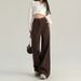 Coffee Colored High-Waisted Wide Leg Jeans for Women Slimming Casual Loose Straight Leg Trousers Trendy Versatile New Style_ecoleips.com