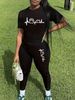 Women's Casual Fashion Dog Footprints And Heart-shaped Printed Loose T-shirt+cropped Pants Two-piece Home Sportswear Daily Wear-393_ecoleips.com