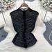 Women's Sparkling Sleeveless Vest High Neck Fishtail Top Sexy Alluring Inner Layer for Early Spring_ecoleips.com