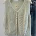 Women Soft Skin-Friendly Breathable Hollow Knit Vest V Neck Button Front Sleeveless Oversized Loose Knit Cardigan Tank_ecoleips.com