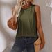 Women's Pleated round Neck Sleeveless Vest Spring Summer New Arrival Hot Selling Casual Top_ecoleips.com