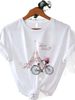 European And American Cross-border Foreign Trade Clothing, Eiffel Tower Bicycle Print Round-neck Short-sleeve Women's_ecoleips.com