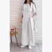 Women's Clothing Loose Irregular Five Point Sleeves Mid Length Tops Loose Wide Leg Trousers_ecoleips.com