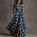 Plus Size Women's French Retro Plaid Slimming Dress With Free Belt Irregular New Arrival From_ecoleips.com
