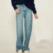 Women's Clothing Spring And Autumn Gold Button Loose Straight Casual Pants High Waist Mopping Pants_ecoleips.com