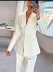 2025 New Women's V-Neck Slim Waist Fashion Button Long Sleeve Set_ecoleips.com
