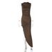 European American 2025 Summer New Fashionable Unique Slim-Fit Ruched Bodycon Dress With Side Slit And Sleeveless Design_ecoleips.com