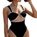 Women's Clothing Sexy Bohemian Style One Piece Swimsuit Set With Five-Pointed Star Metal Link Buckle Fashion_ecoleips.com
