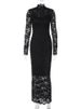 Hugcitar Black Long Sleeve Zip Up Patchwork Mesh Sexy Bodycon Maxi Dress 2024 Spring Women Fashion Outfits Festival Night Club_ecoleips.com