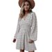 2025 New European And American Style Polka Dot For Women, Pullover V-Neck Long Sleeve, Pleated Waist Slim Fit Dress_ecoleips.com