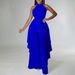 Women's Clothing Elegant Halter Neck Backless Top & Wide-Leg Pants Set | Crinkle Texture Two-Piece Outfit | Polyester Blend Women’s Suit_ecoleips.com