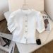 Women's Classic Notch Collar Short Sleeve Shirt Breathable Office Blouse Button Detail Summer Top_ecoleips.com